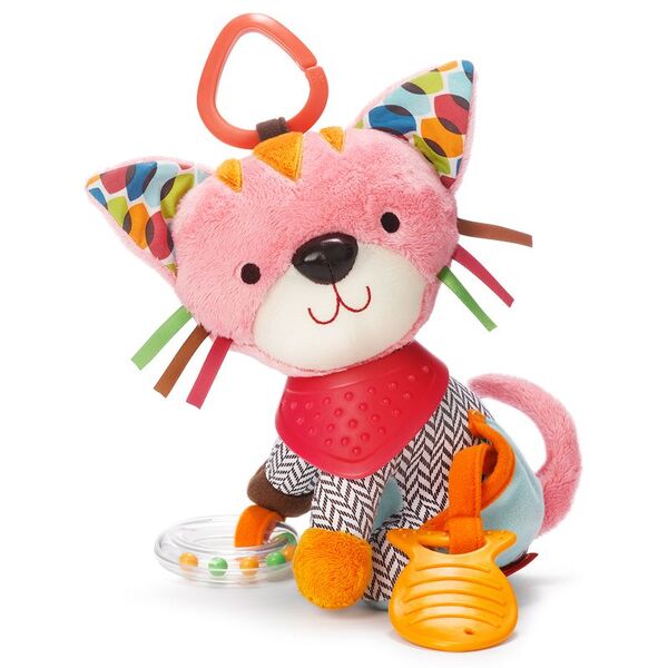 Peluche con Mordisco Y Sonajero Gato Rosa