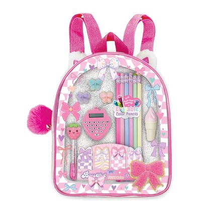 Set de Papelería en Mini Mochila Rosa