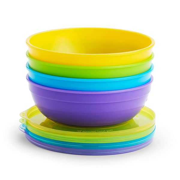 Set de 4 Bowl con Tapas y 2 Cucharas Punta Suave Munchkin