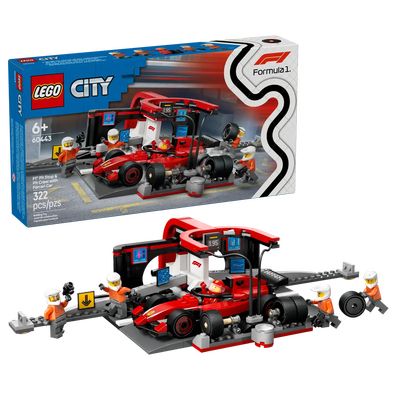 LEGO City Pit Stop de F1® y Pit Crew con Coche Ferrari