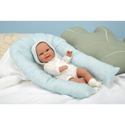 Muñeca Elegance 35cm Babyto Azul con Cojín