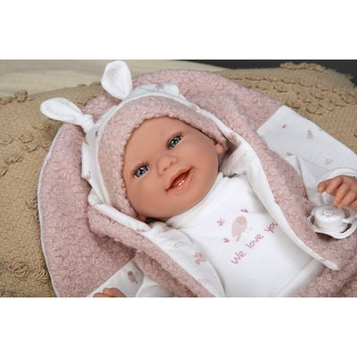 Muñeca Elegance 40cm Colin Rosa con Cojín