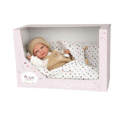 Muñeca Elegance 40cm Cris Beige con Saco de Dormir