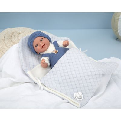 Muñeca Elegance 35 Cm Babyto Azul con Manta