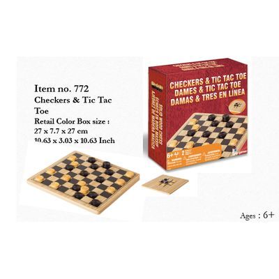 Juego Mesa - Damas y Tic Tac Toe Madera