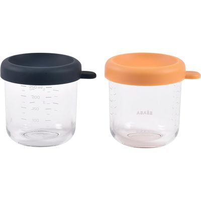 Set de 2 Frascos de Vidrio 250ml Azul/Naranja