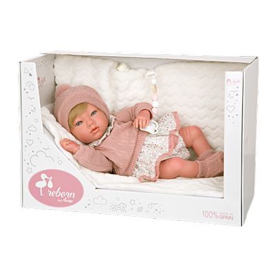 Reborn Bebe 40cms Abril Rosa con Manta