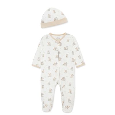 Set Pijama y Gorro Fuzzy Bears Crema