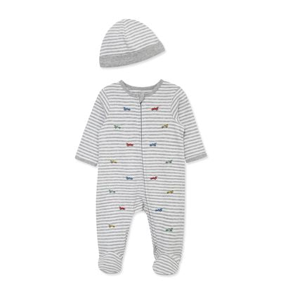 Set Pijama y Gorro Race Cars Gris