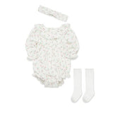 Set de Mameluco, Lazo y Medias Floral