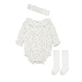 Set de Mameluco, Lazo y Medias Floral