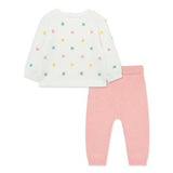 SET DE ABRIGO Y PANTALON BLANCO Y ROSADO