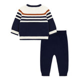 Set de Abrigo y Pantalón Tejido Rayas Azul