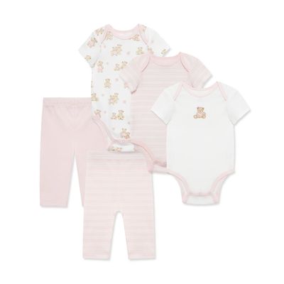 Set 5pc Bodies & Pantalones Osos Rosa