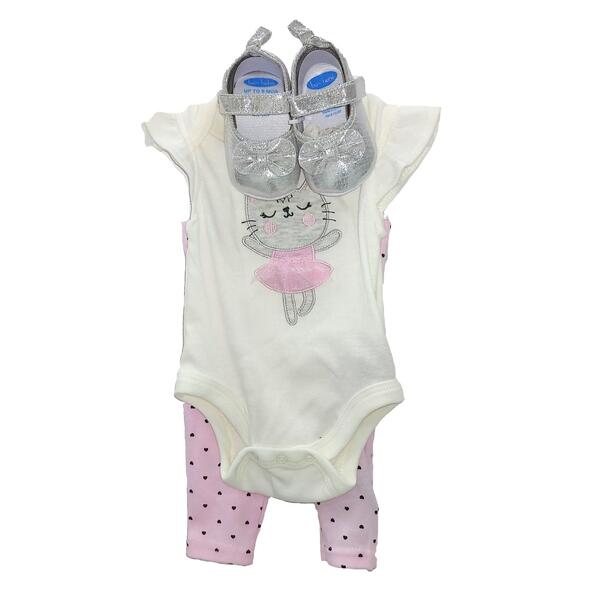 Set 3 Pc Niña Body Pantalon y Zapato