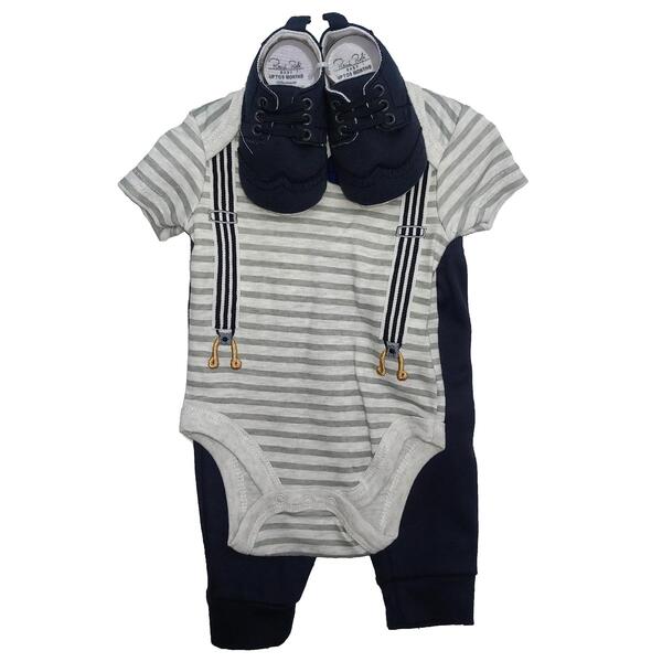 Set 3 Pc Niño Body Pantalon y Zapato