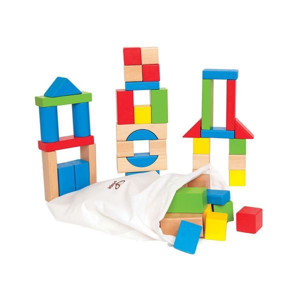Set Bloques 50 Piezas Madera Colores