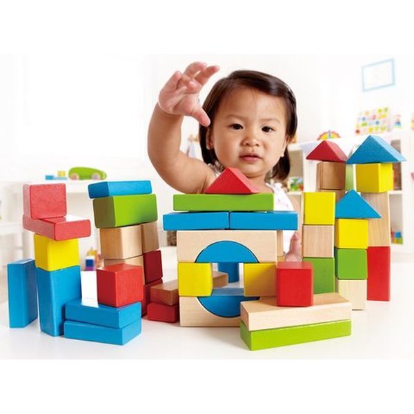 Set Bloques 50 Piezas Madera Colores