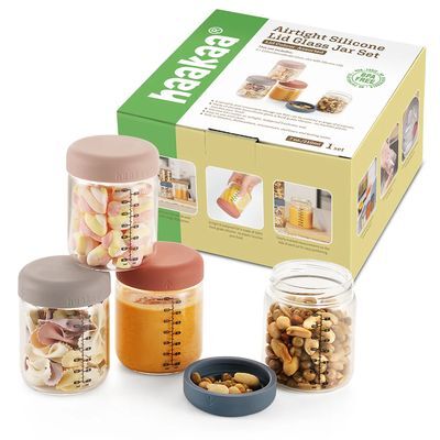 Tarro Vidrio con Tapa Silicona 210ml 4 piezas
