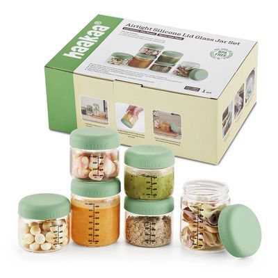 Tarro Vidrio con Tapa Silicona Multi 6 piezas