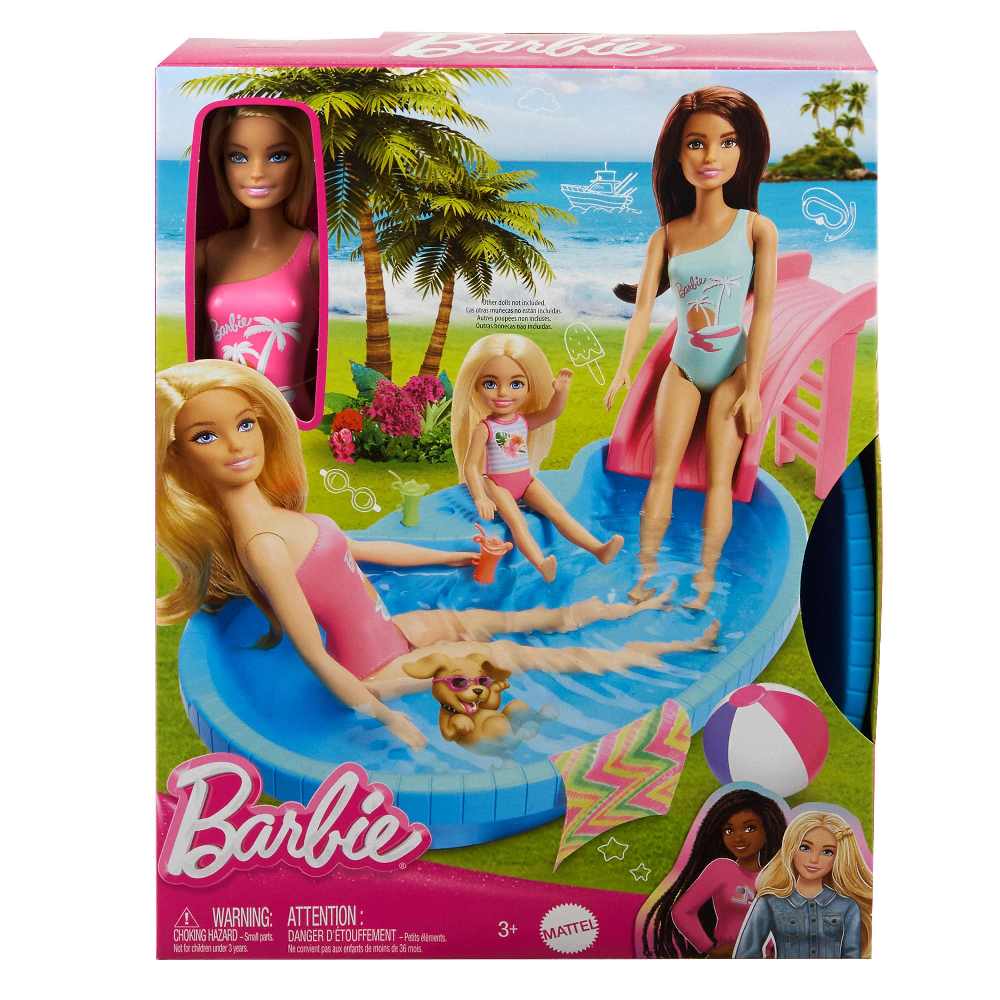 Barbie Con Piscina  y Deslizador