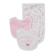 Ropa bebe Babero Rosa Blanco Floral 1size