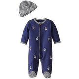 Pijama con Pies y Gorrito Marinero Prematuro Azul Marino