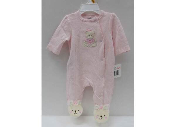 Pijama con Pies Oso Dulce Rosado Claro New Born