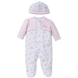 Pijama con Pies y Gorro Conejitos Blanco 3 meses