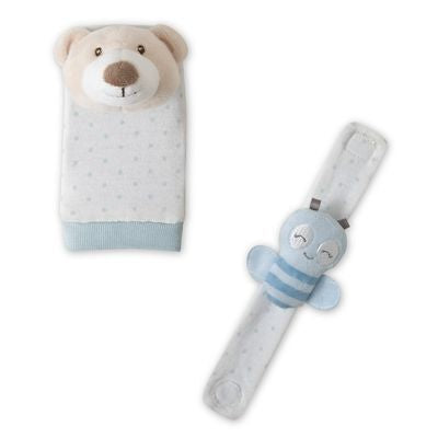 Set Sonajero P/Pies Y Muñecas Osito Azul