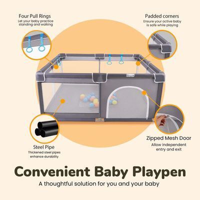 Corral para Bebe Lil Pengyu Pequeño Gris