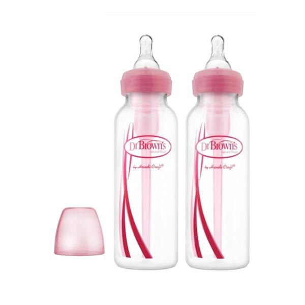 Dr Brown's - Set Biberones Cuello Estandar Rosado 8oz