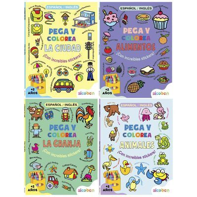 Libro de Colorear 48 páginas Pega y Colorea