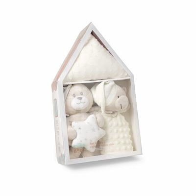 Set 3 Pcs Casita(Peluche+manta+dou) Beige