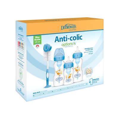 Set de Biberones Anti-Cólicos Estrecho Nb Peces Azul